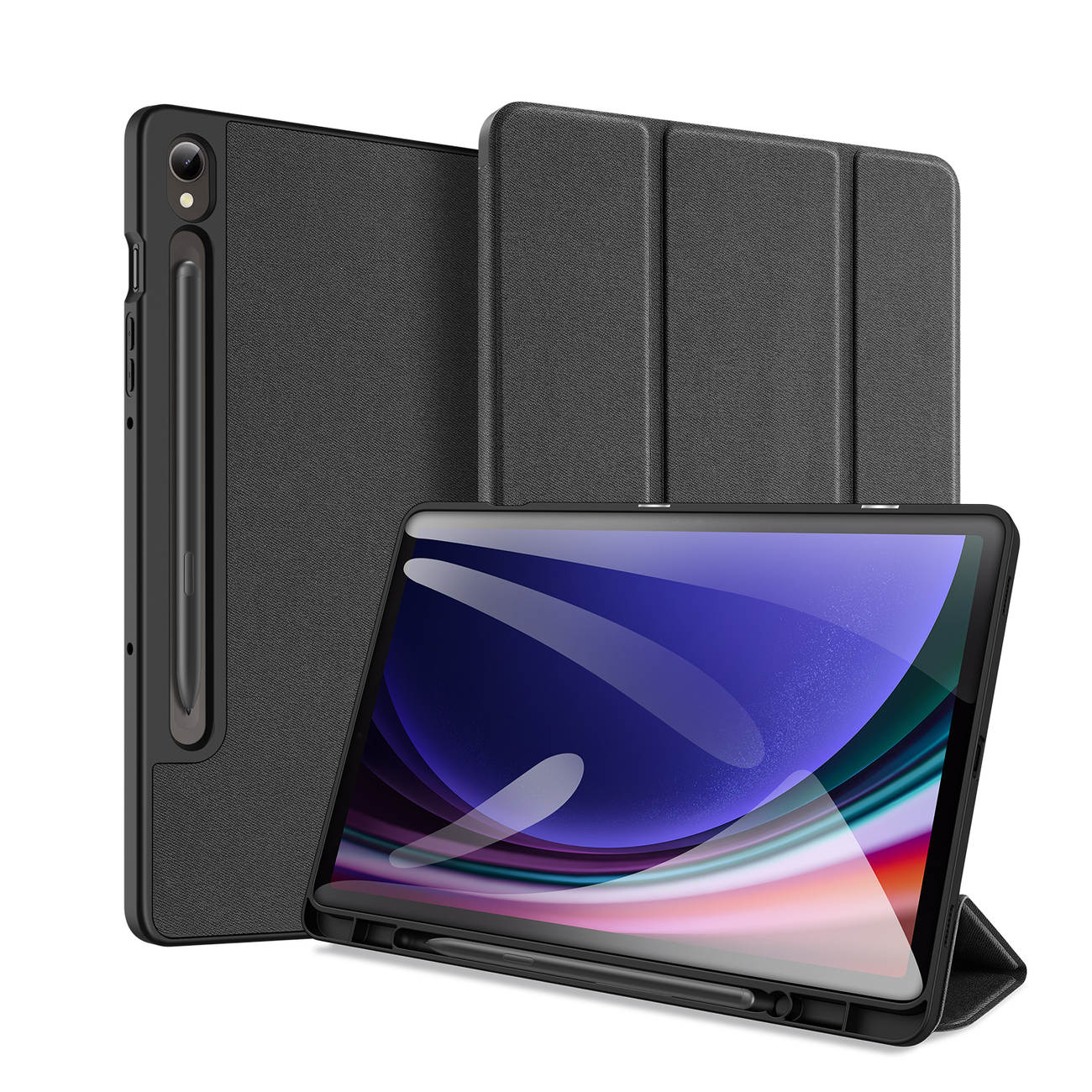 Tablettok Samsung Galaxy Tab S10 FE 10,9 coll (SM-X520, SM-X526) - DUX DUCIS DOMO fekete smart case ceruza tartóval