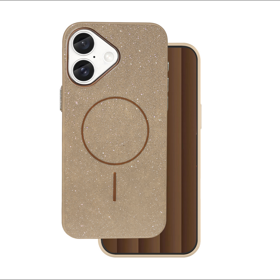 Telefontok iPhone 16 - Glitter barna csillámos magsafe kompatibilis szilikon hátlap tok