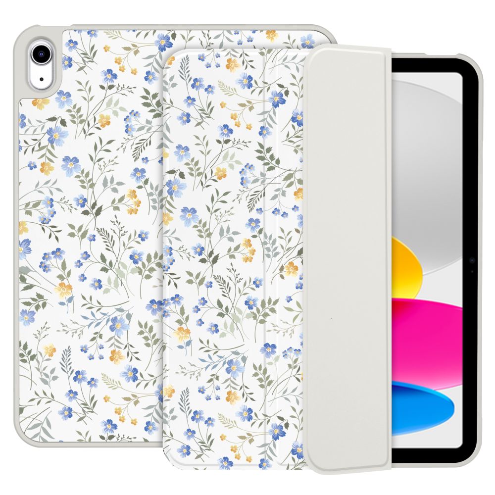 Tablettok iPad 2025 11 coll (iPad 11) - Tavaszi virág mintás smart case, ceruza tartóval