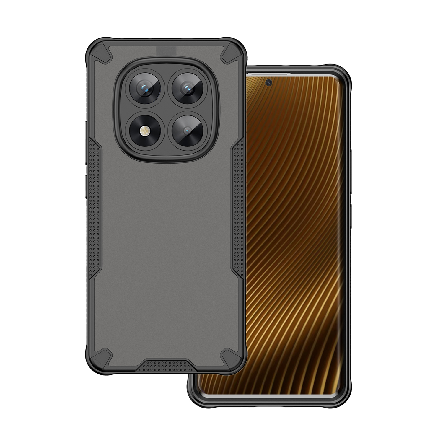Xiaomi Redmi Note 14 Pro+ 5G telefontok - Defender Matt - fekete/áttetsző ütésálló hátlap tok