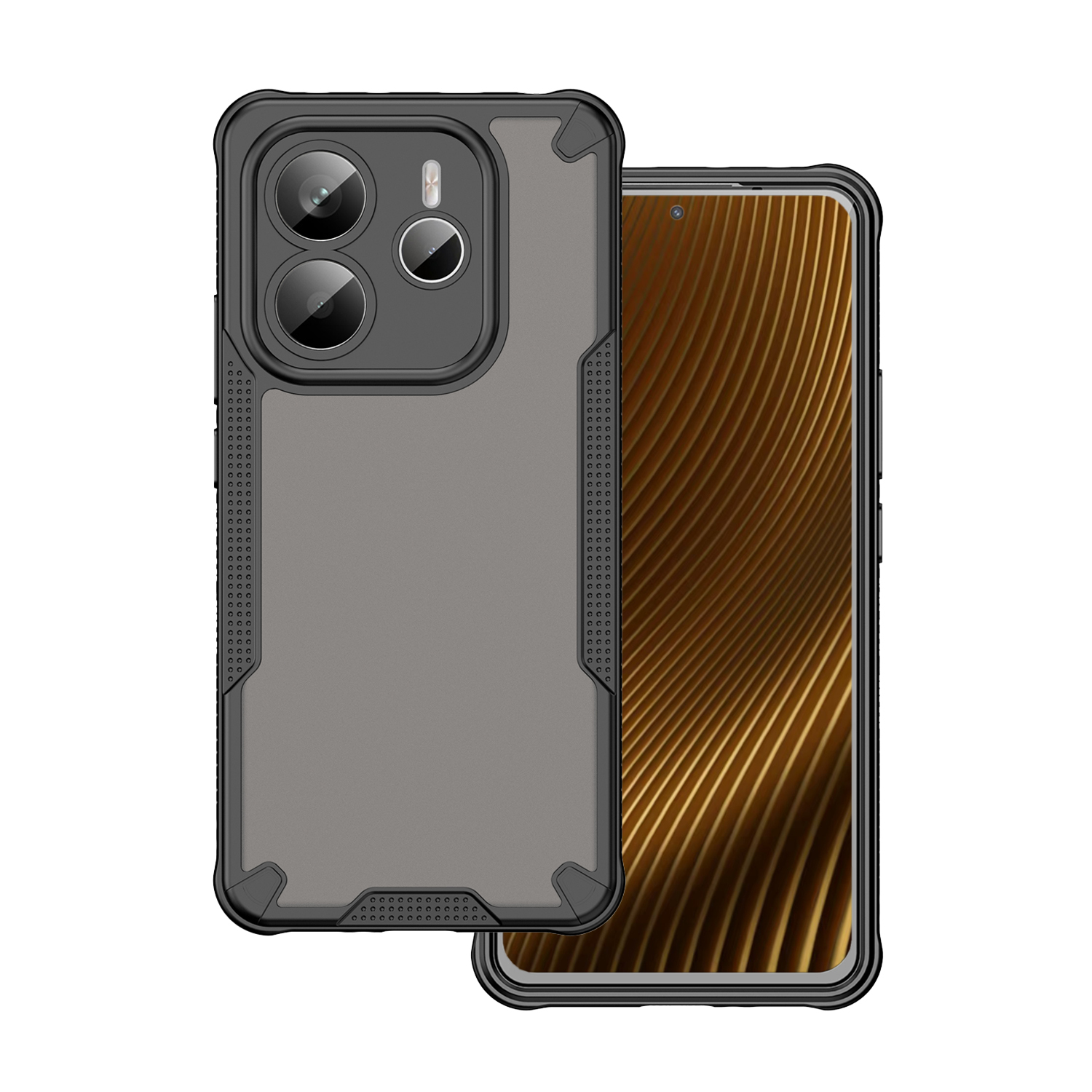 Xiaomi Redmi Note 14 5G telefontok - Defender Matt - fekete/áttetsző ütésálló hátlap tok