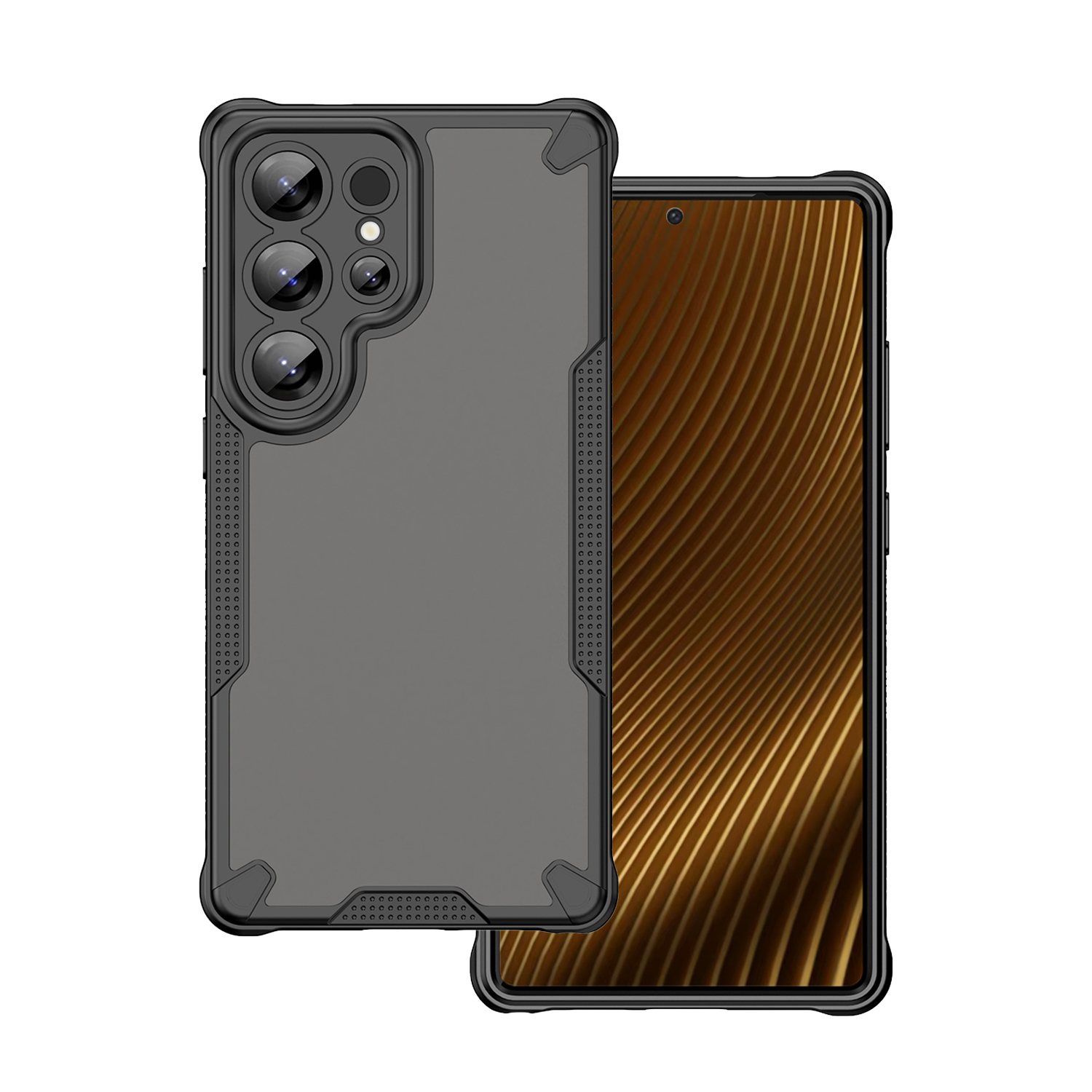 Samsung Galaxy S25 Ultra telefontok - Defender Matt - fekete/áttetsző ütésálló hátlap tok