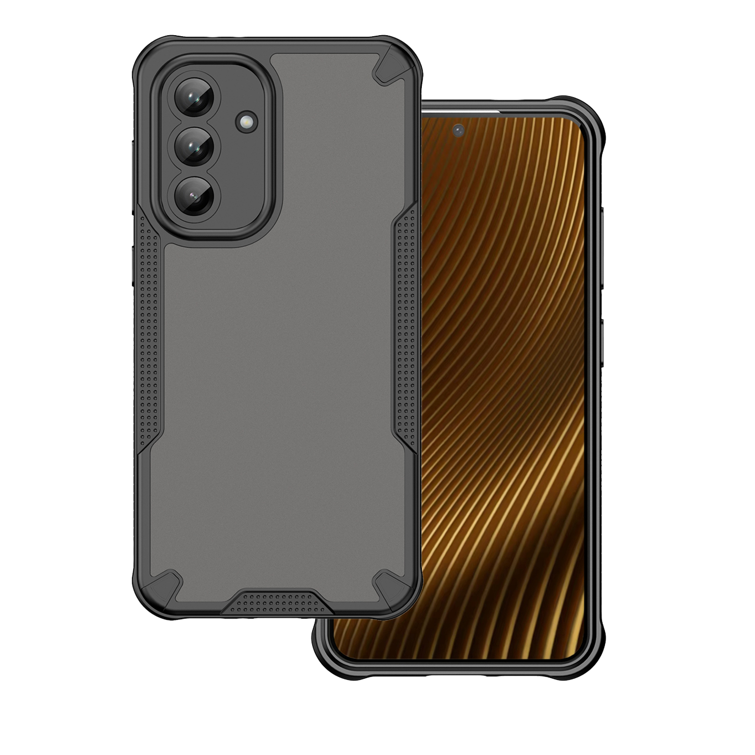 Samsung Galaxy A16 5G telefontok - Defender Matt - fekete/áttetsző ütésálló hátlap tok ﻿