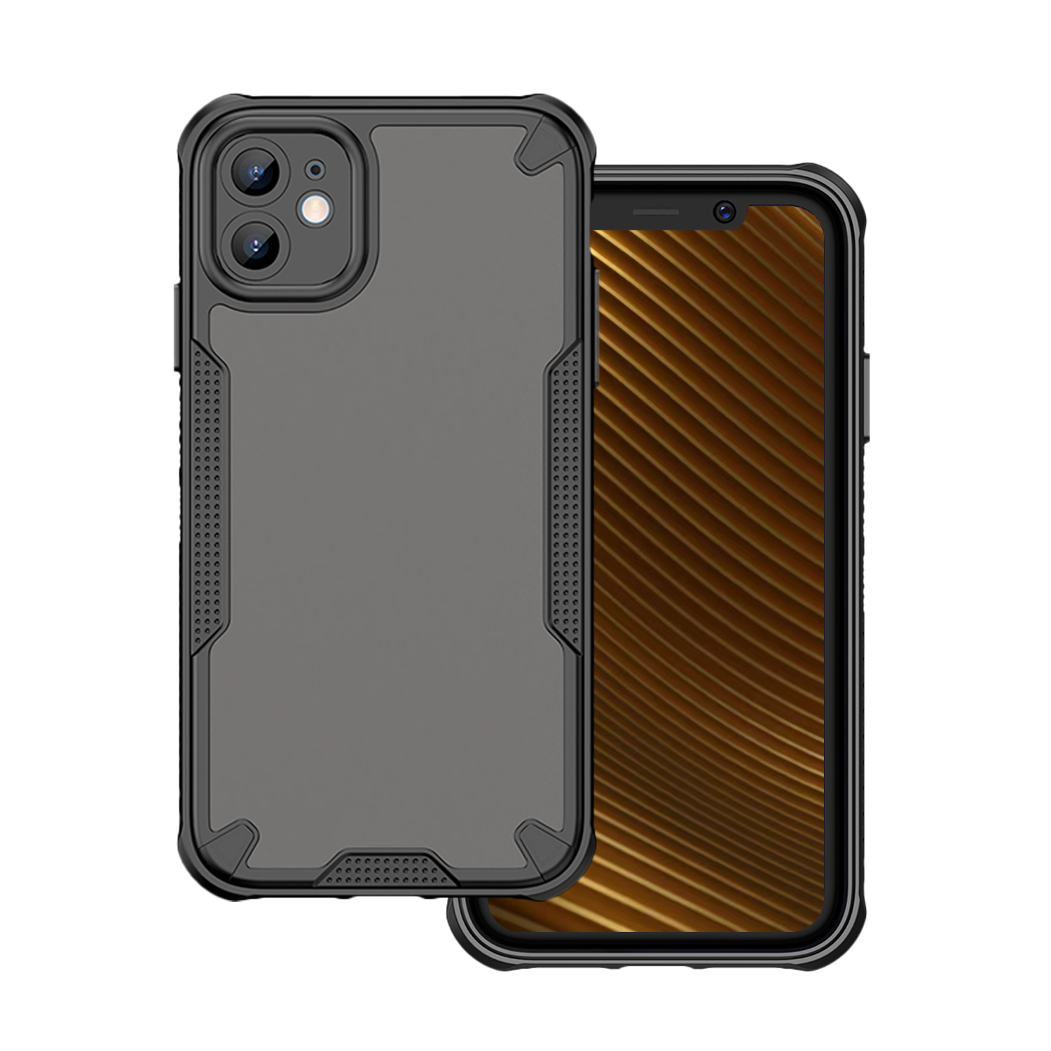 iPhone 11 telefontok - Defender Matt - fekete/áttetsző ütésálló hátlap tok