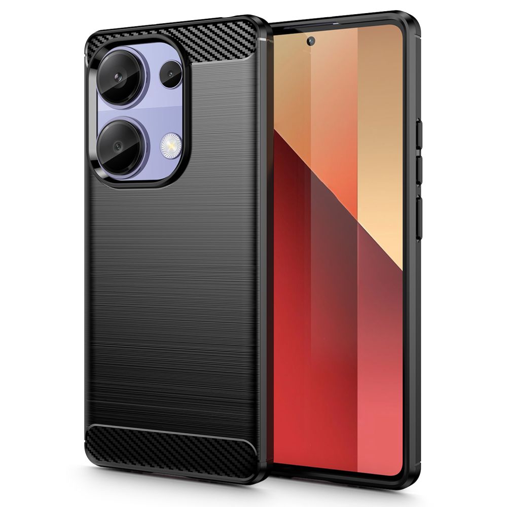 Telefontok Xiaomi Redmi Note 14S - Carbon Fiber fekete szilikon hátlap tok