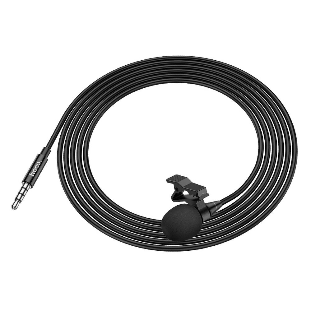 HOCO L14 mikrofon - Jack 3,5mm, fekete csíptethető mikrofon - 2m