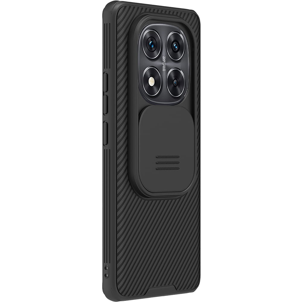 Telefontok Xiaomi Redmi Note 14 Pro 5G - Nillkin csúsztatható kameravédős fekete hátlap tok
