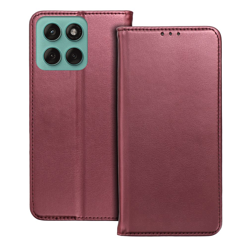 Motorola Edge 60 Fusion 5G telefontok - Smart Magnetic - burgundy szilikon keretes mágneses könyvtok