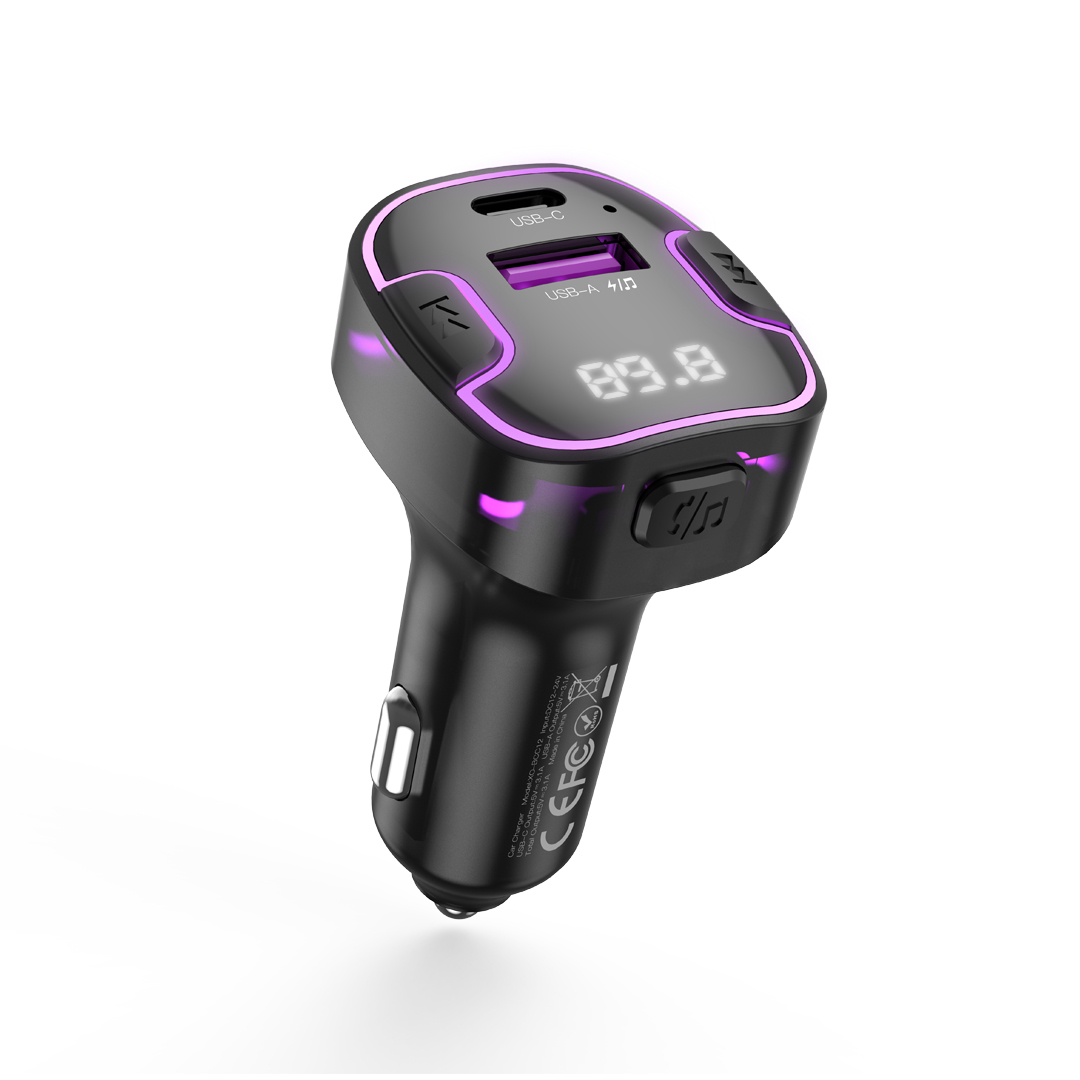 XO BCC12 - autós Bluetooth transzmitter + USB/Type-C (USB-C) autós töltő, fekete, 3,1A