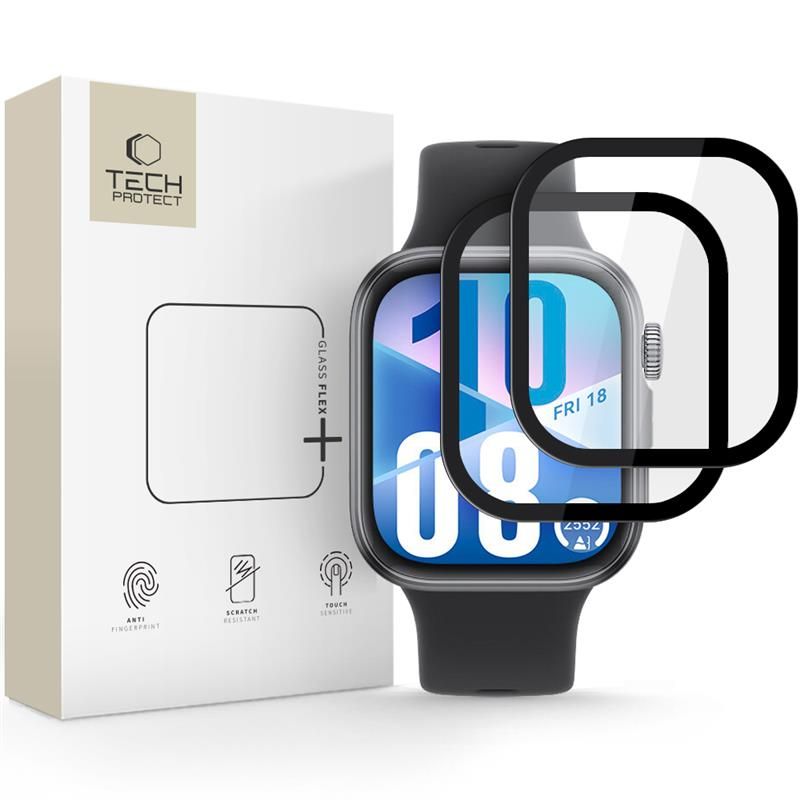 Huawei Watch Fit 3 / 4 - okosóra flexi üvegfólia fekete kerettel (2db) ﻿