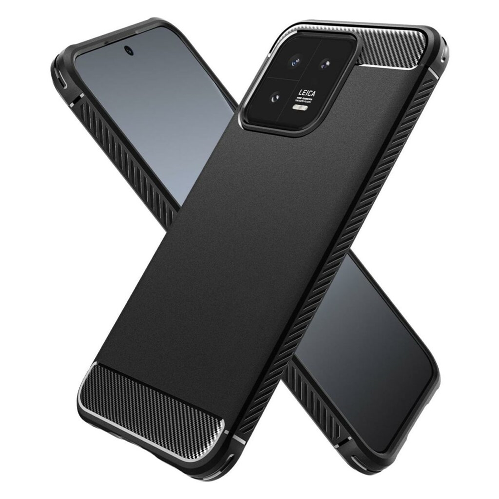 Xiaomi 13 telefontok - Carbon Fiber fekete szilikon hátlap tok