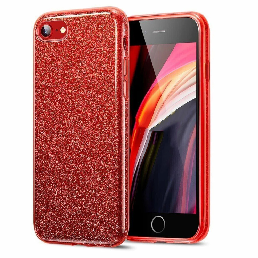 iPhone SE3 2022 telefontok - Larte shiny - bordó csillámos hátlap tok