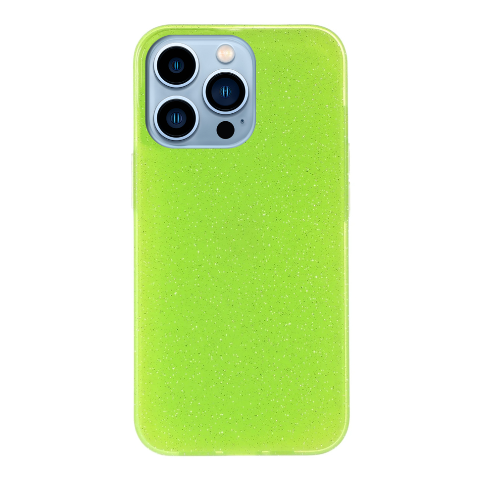 iPhone 15 Pro Max telefontok - Larte shiny - neon zöld csillámos hátlap tok