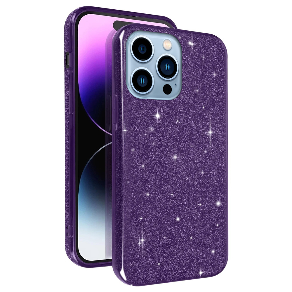 iPhone 15 Pro Max telefontok - Larte shiny - lila csillámos hátlap tok