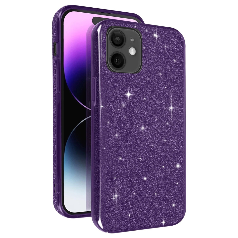 iPhone 12 - Larte shiny - lila csillámos hátlap tok