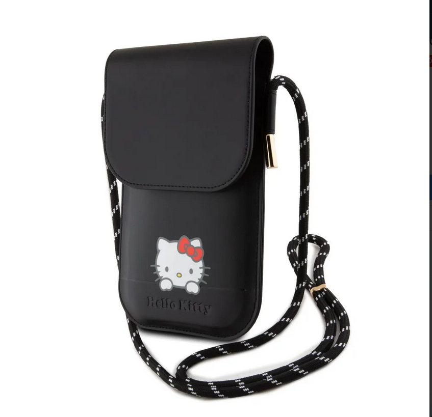 Hello Kitty - telefontartó táska, fekete