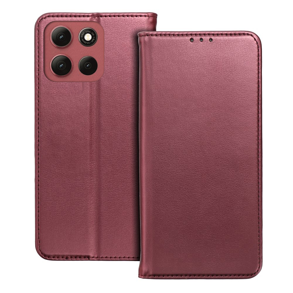 Telefontok Motorola Moto G86 5G - Smart Magnetic - burgundy szilikon keretes mágneses könyvtok ﻿