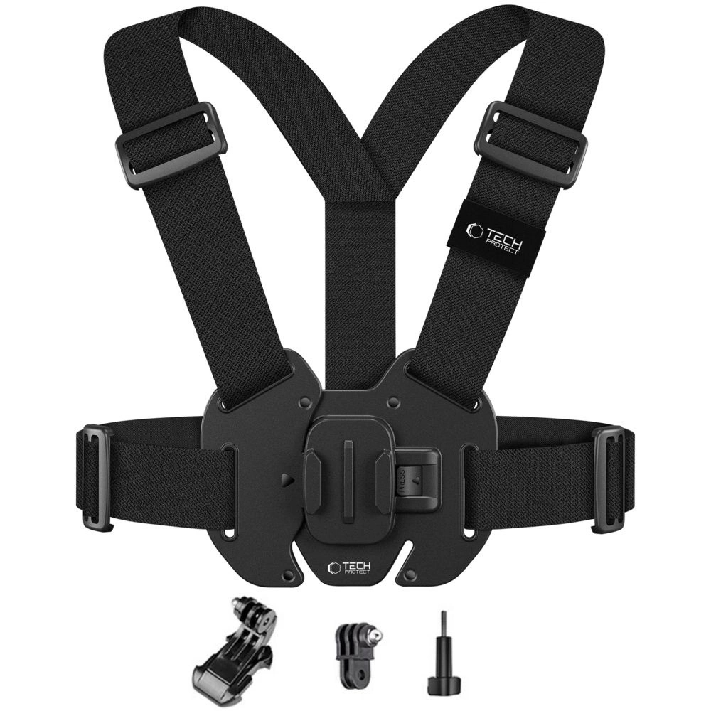 Kiegészítő tartozék: GoPro / DJI tartó - Tech-Protect GA100 - mellkasra rögzíthető, fekete