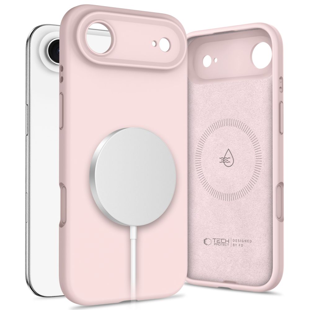 Telefontok iPhone 17 AIR - TECH-PROTECT SILICONE MAGSAFE púder pink hátlap tok