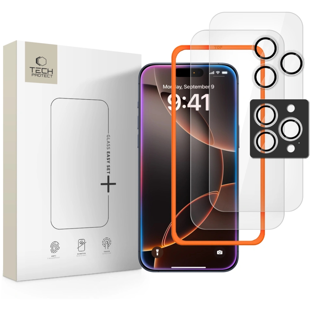 Üvegfólia iPhone 17 Pro - TECH-PROTECT Supreme - 2 db üvegfólia + 1db kamera üvegfólia