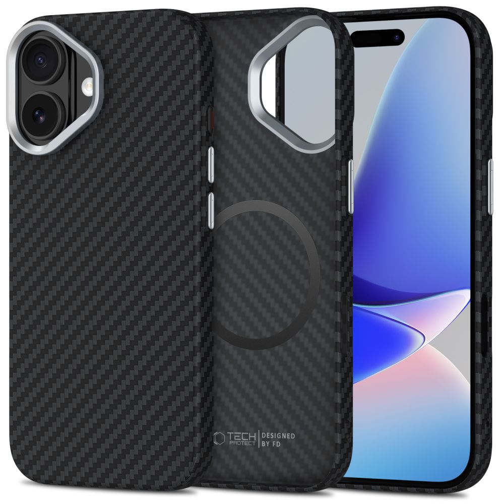 Telefontok iPhone 17 - Carbon MagSafe kompatibilis fekete/ezüst szilikon hátlap tok