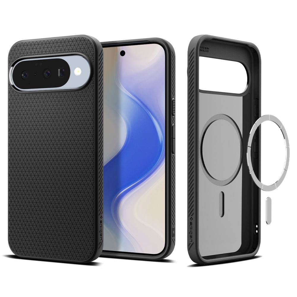 Telefontok Google Pixel 10 - SPIGEN Liquid Air fekete MAGSAFE hátlap tok