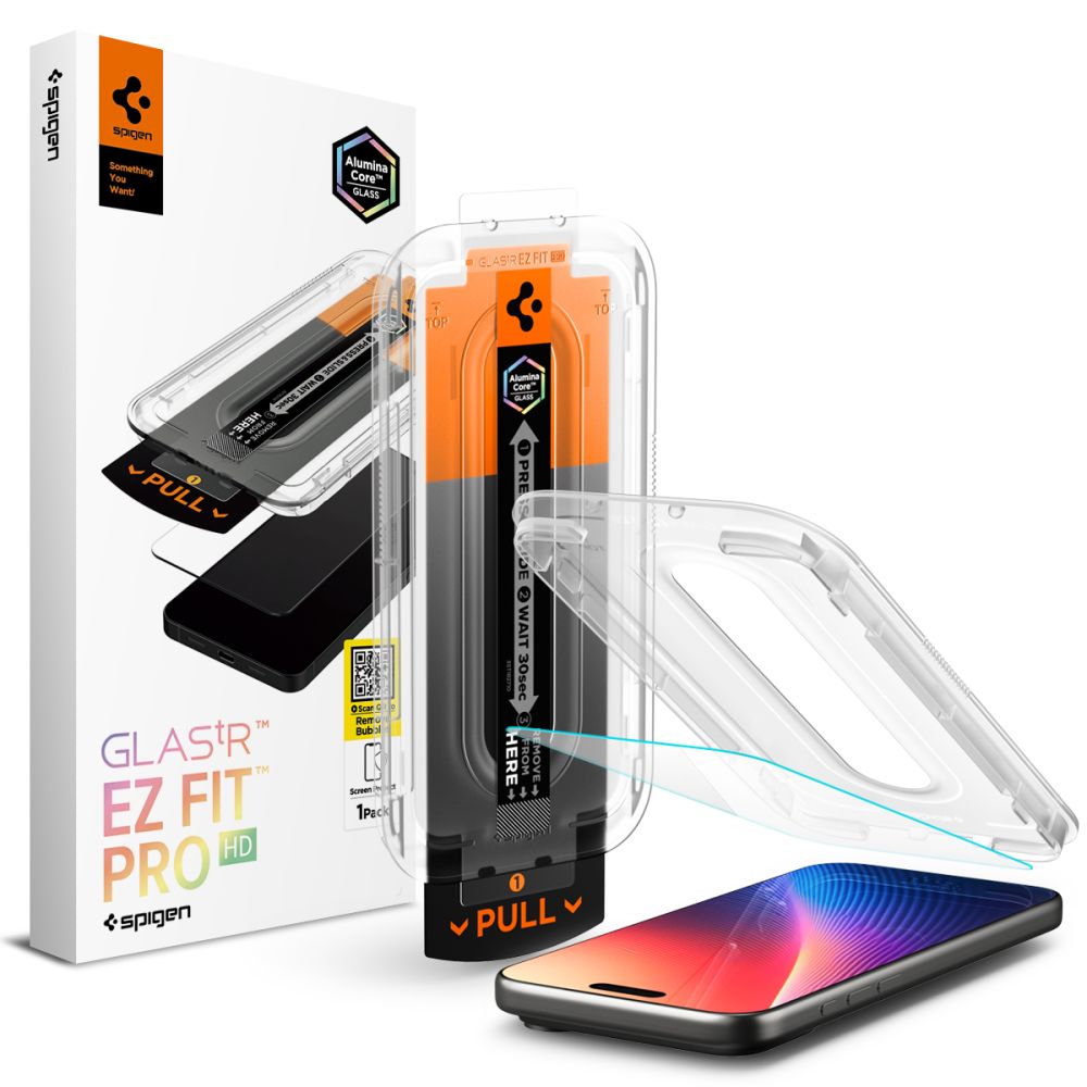 Üvegfólia iPhone 16 Pro Max - Spigen Glas.TR EZ FIT - kijelzővédő üvegfólia + felhelyezést segítő