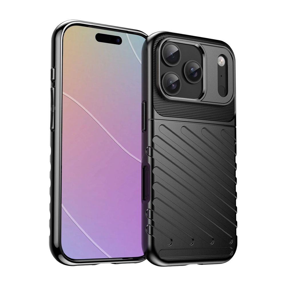 Telefontok iPhone 17 Pro - Thunder fekete ütésálló szilikon hátlap tok