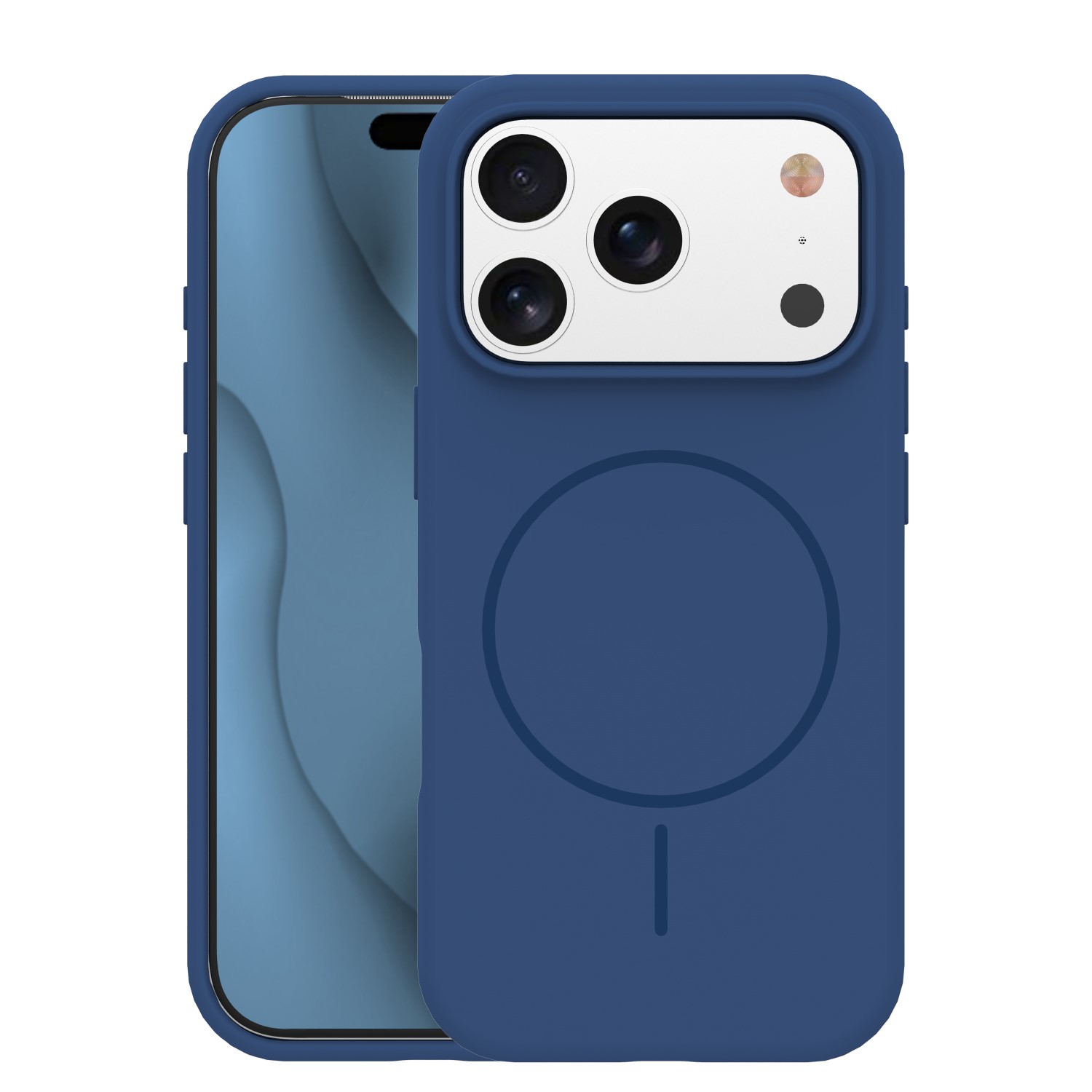 Telefontok iPhone 17 Pro - Thin Mag - MagSafe kompatibilis kék szilikon hátlap tok