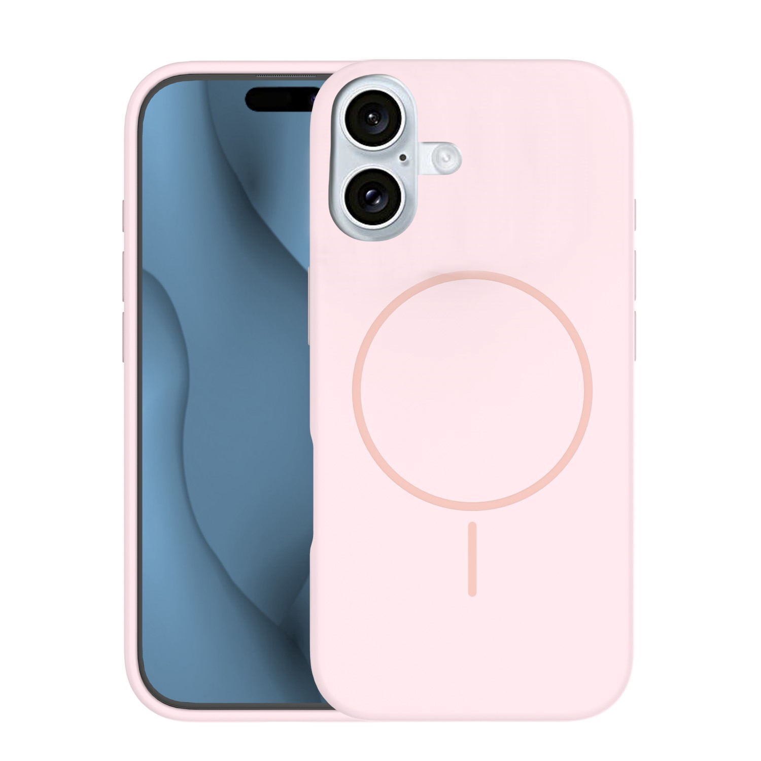 Telefontok iPhone 17 - Thin Mag - MagSafe kompatibilis púderpink szilikon hátlap tok