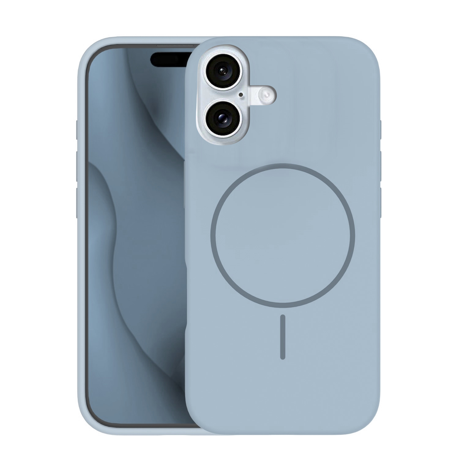 Telefontok iPhone 17 - Thin Mag - MagSafe kompatibilis szürkéskék szilikon hátlap tok