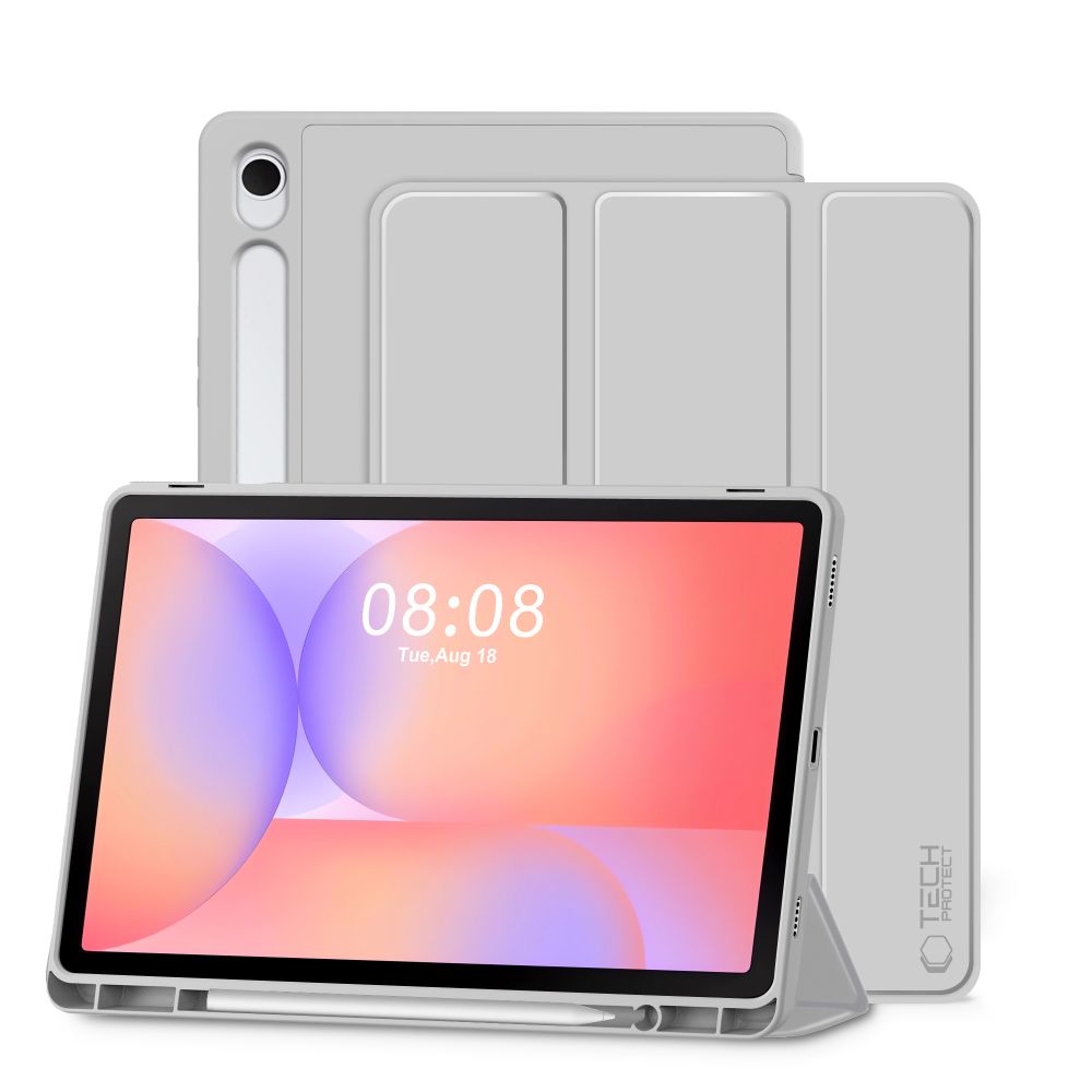 Samsung Galaxy Tab S9 FE 10.9 coll Tablettok (SM-X510, SM-X516) - szürke smart case, ceruzatartóval