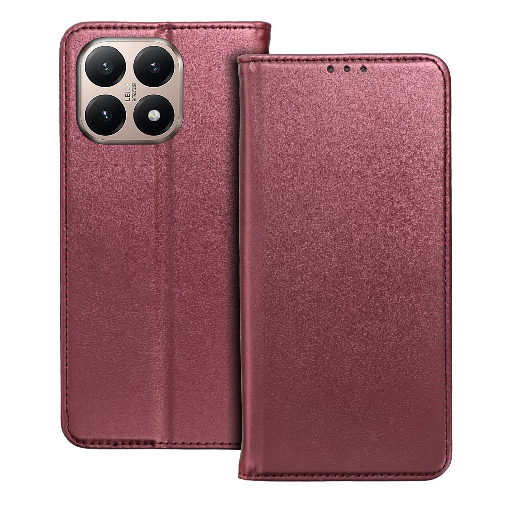 Telefontok Xiaomi 15T 5G - Smart Magnetic burgundy szilikon keretes mágneses könyvtok