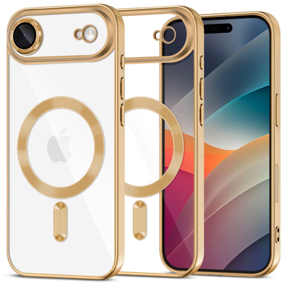 Telefontok iPhone Air - Tech-Protect Magflex - MagSafe kompatibilis átlátszó hátlap tok, arany szilikon kerettel