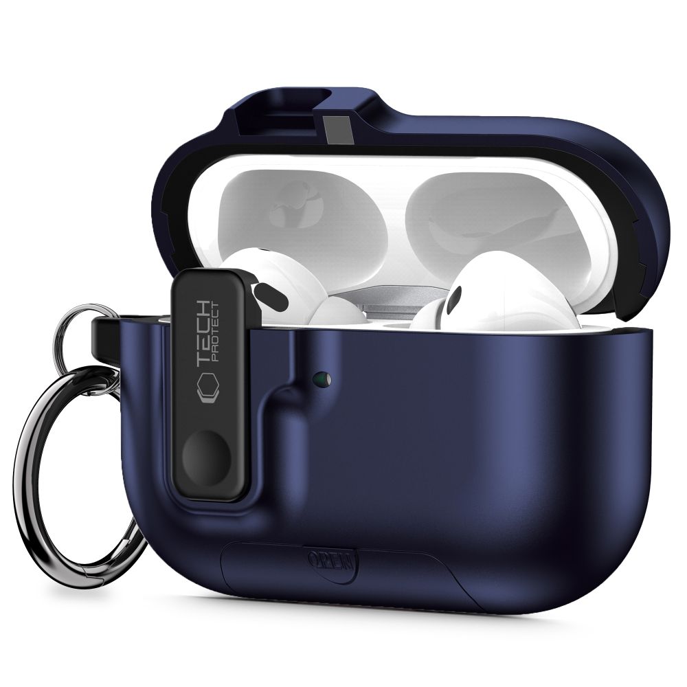 AirPods Pro 3 tartó - Tech- Protect Slim Hook - kék szilikon AirPods Pro 3 tok