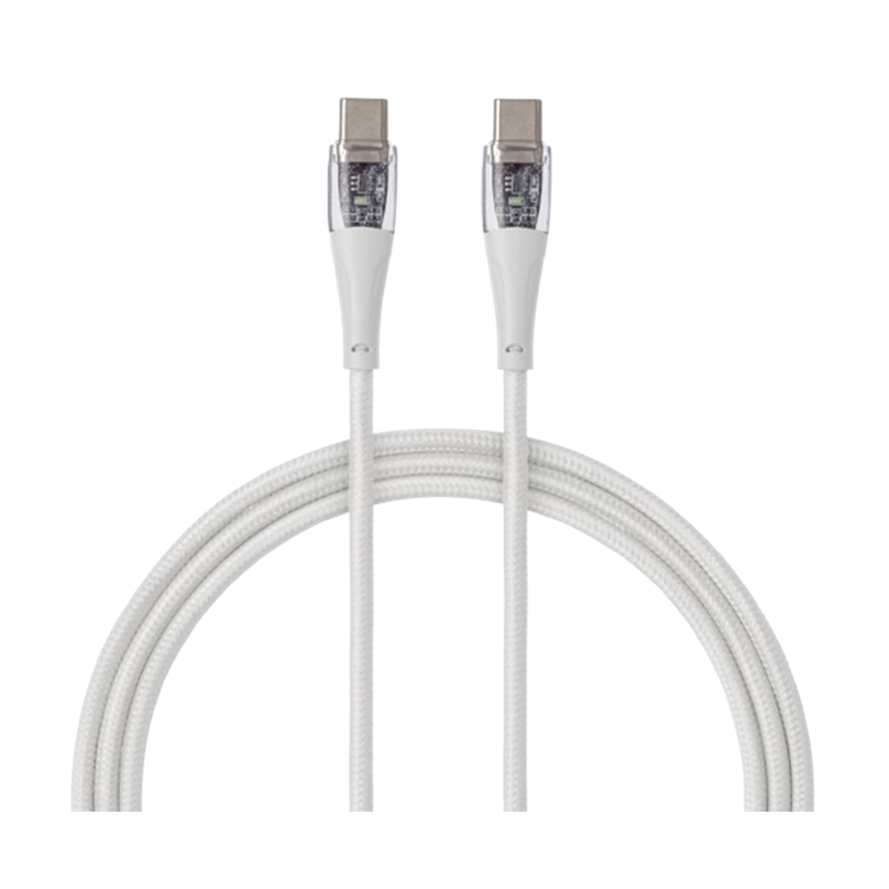 Kábel Qualo Transparent - Type-C / Type-C (USB-C) kábel 60W, 1,5m ﻿