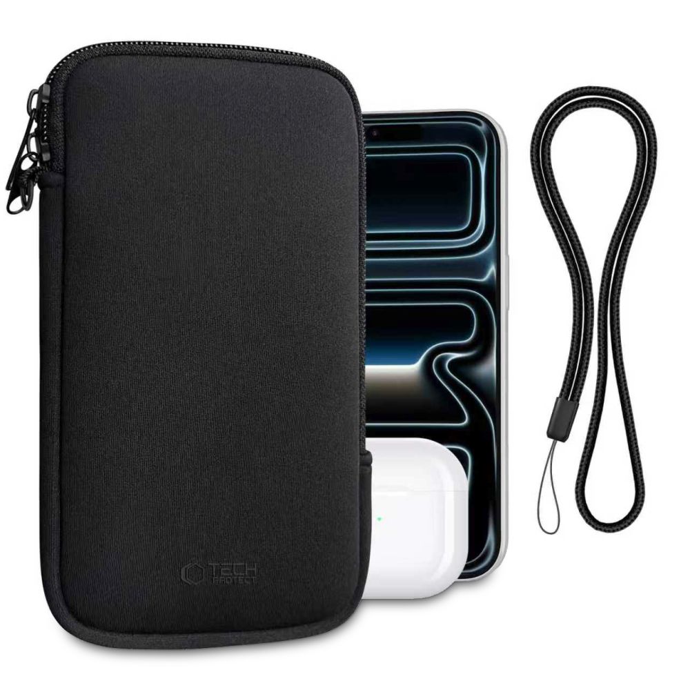 Digitális kiegészítő tároló tok - Tech-Protect SM70 - univerzális fekete tok (6.0-7.2 coll)