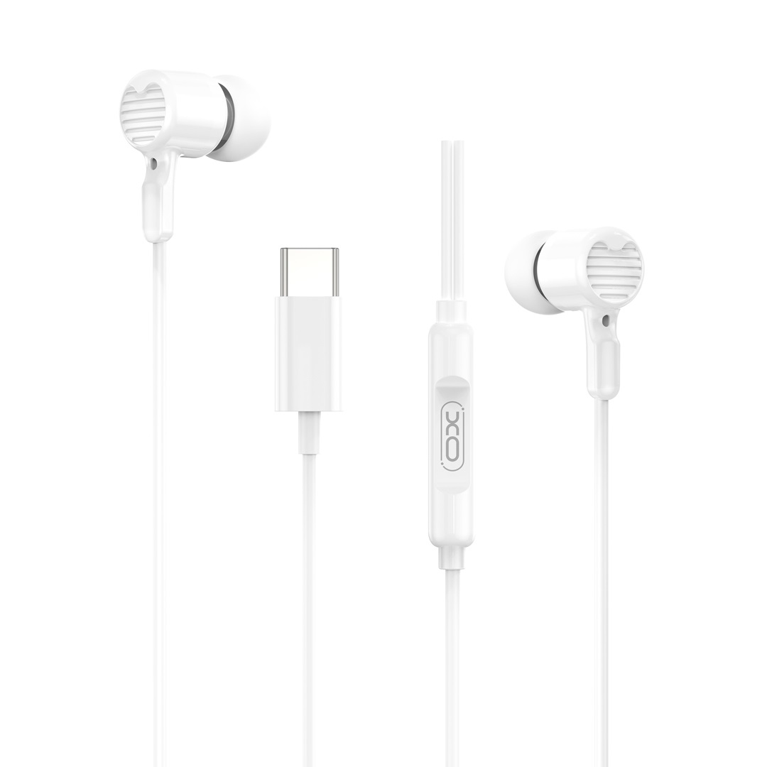 Headset: XO EP81 - fehér vezetékes, stereo headset - Type-C (USB-C) csatlakozóval