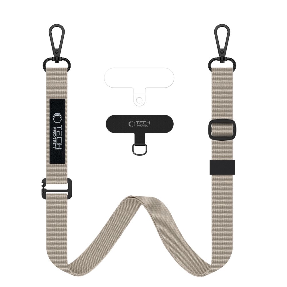 Telefontok Tech-Protect C6S Crossbody - univerzális tokba helyezhető nyak- és csuklópánt - bézs