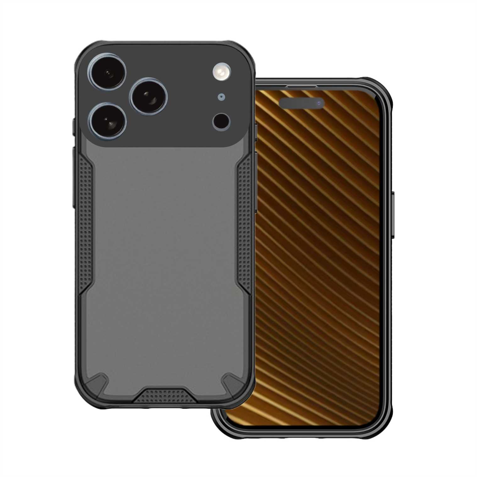 Telefontok iPhone 17 Pro Max - Defender Matt - fekete/áttetsző ütésálló hátlap tok