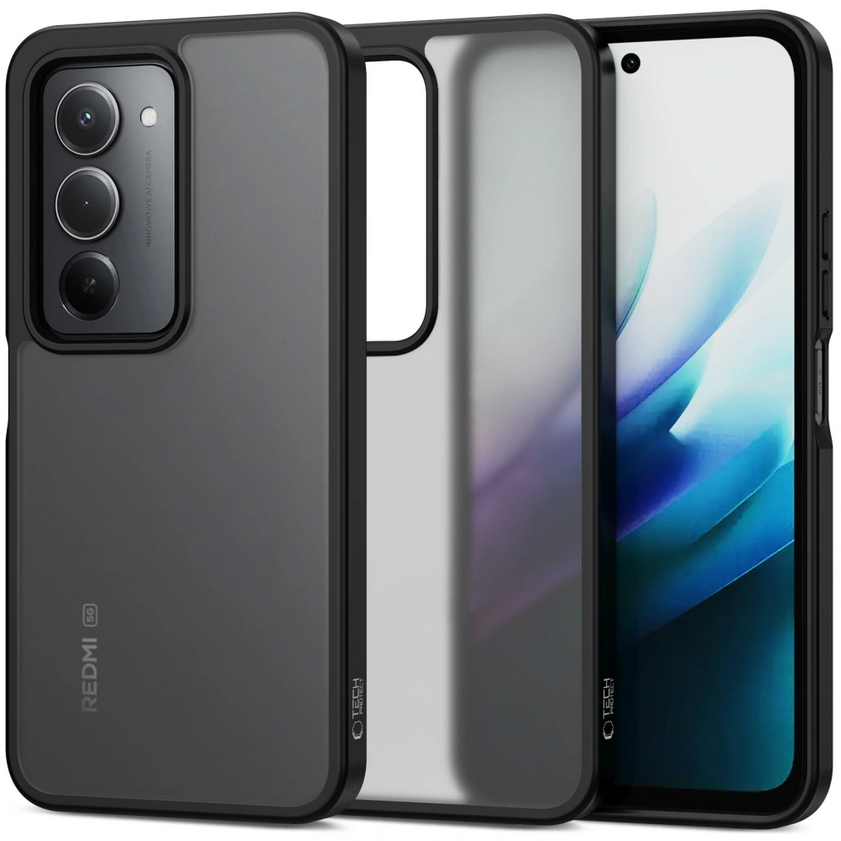 Xiaomi Redmi 15 4G/5G - Tech-Protect Magmat - matt fekete műanyag hátlap tok, szilikon kerettel