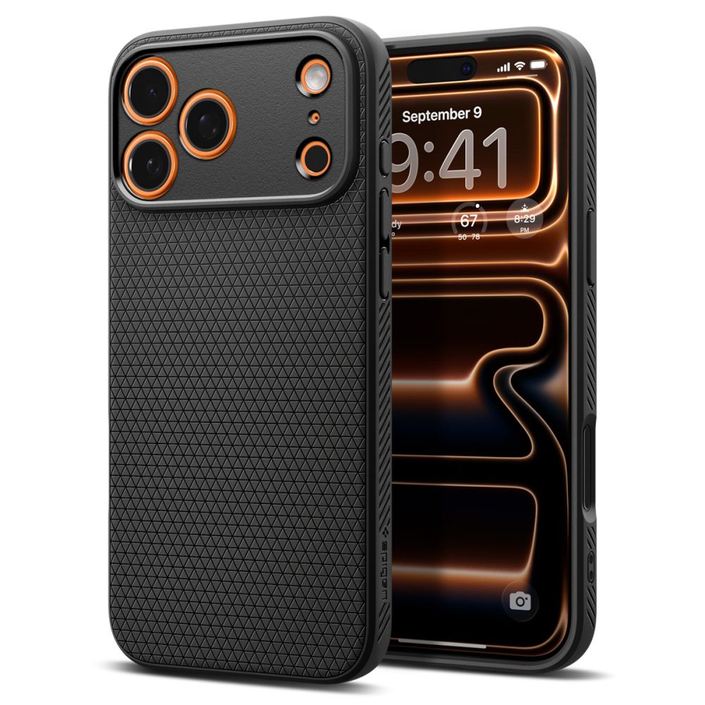 Telefontok iPhone 17 Pro - SPIGEN LIQUID AIR - matt fekete szilikon tok