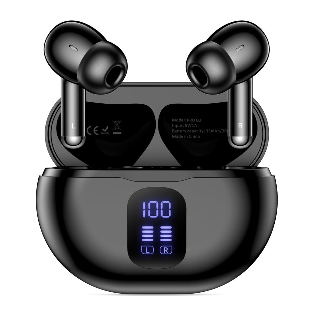 Headset Tech-Protect Ultraboost TWS Pro G2 - fekete bluetooth headset, töltő tokkal ﻿