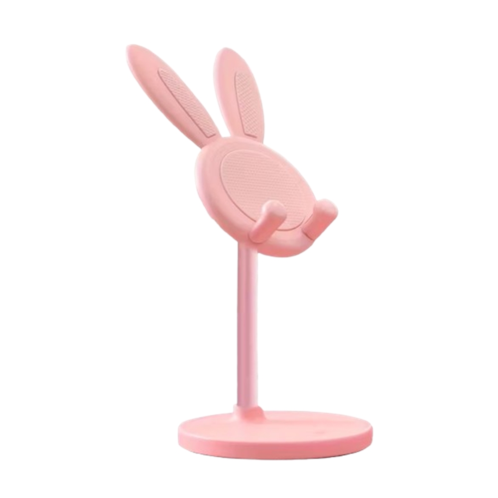 Univerzális asztali telefontartó állvány, nyuszi formás, pink