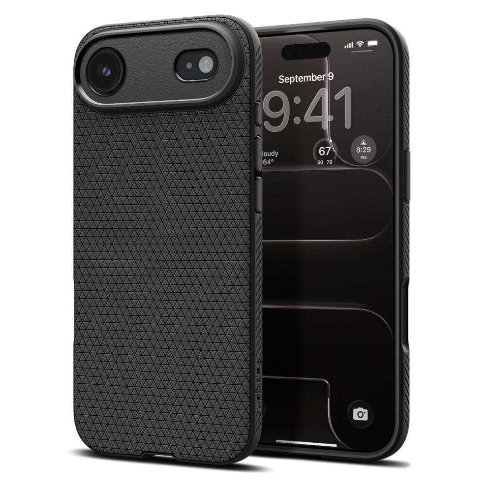 Telefontok iPhone 17 Air - SPIGEN LIQUID AIR - matt fekete szilikon tok