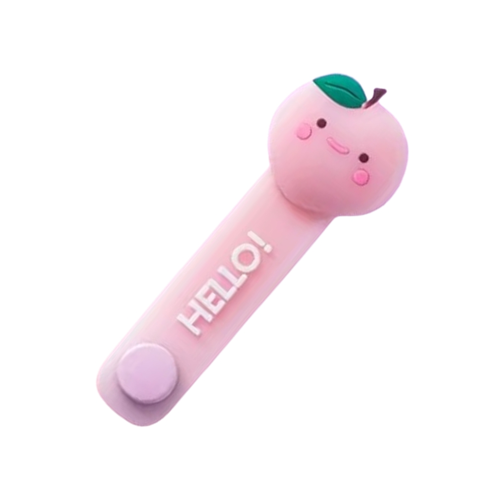 Univerzális Barack figurás kábelrendező, pink szilikon, patentos