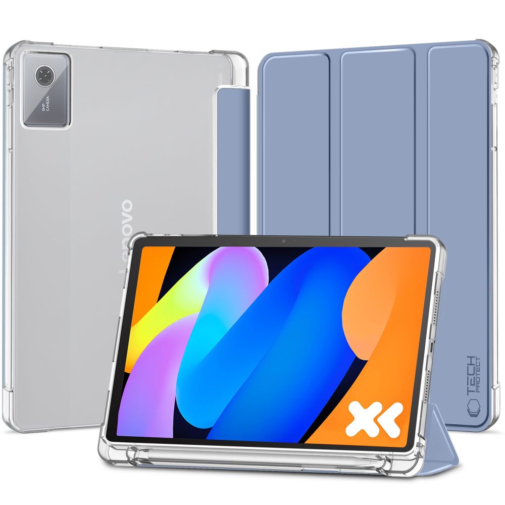 Tablettok Lenovo Idea Tab 11 coll (TB-336) - kék smart case tablet tok, áttetsző hátlappal, ceruza tartóval