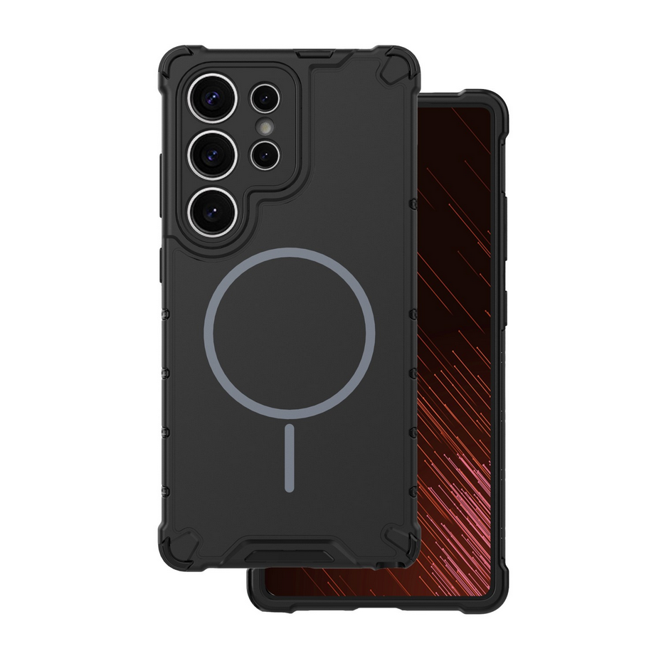 Telefontok Samsung Galaxy S26 Ultra - Defender Mag - MagSafe kompatibilis, fekete ütésálló hátlap tok