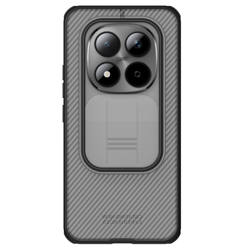 Telefontok Xiaomi Redmi Note 15 Pro+ Plus 5G - Nillkin csúsztatható kameravédős áttetsző / fekete hátlap tok