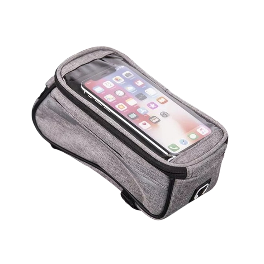 Biciklis tartó: Univerzális, vízálló kerékpárvázra szerelhető, szürke táska